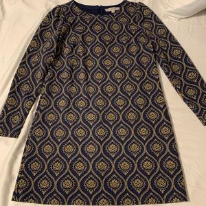 Loft Navy & Gold Dress - Size 8